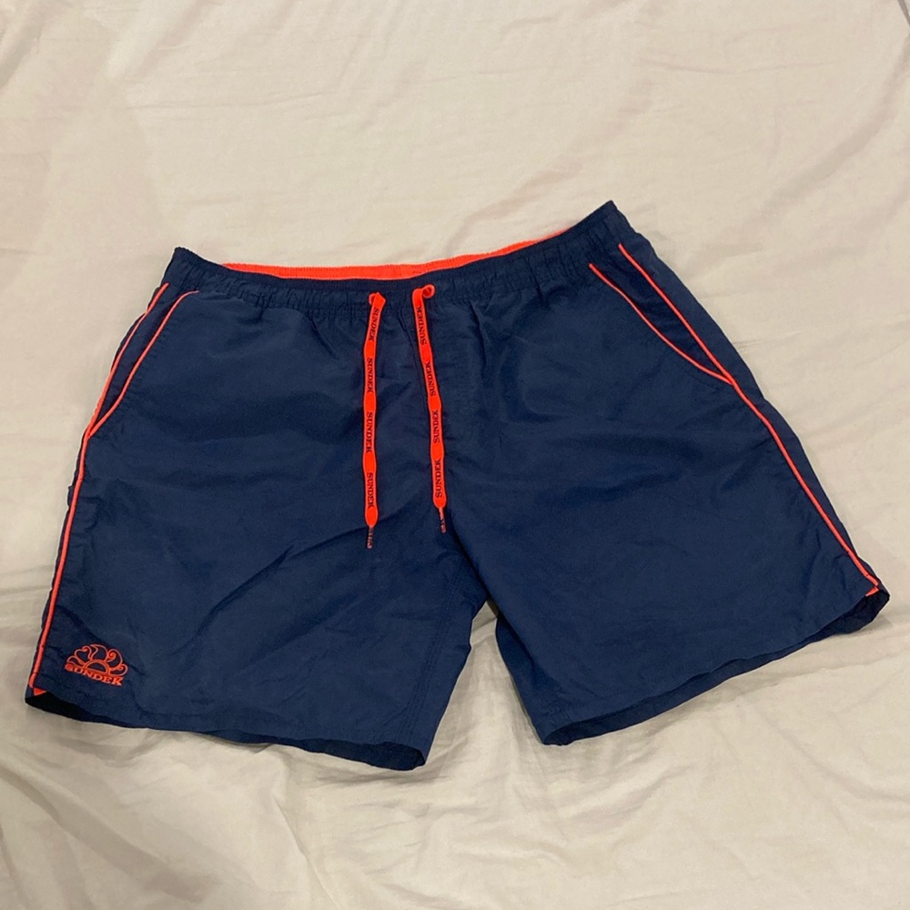 Men’s SUNDEK blue with fluoband classic swim trunk